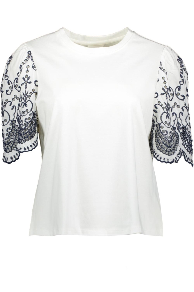 JDYOMA BRODERIE ANGLAISE TOP JRS 15341457 CLOUD DANCER/BLACK IRIS EMB